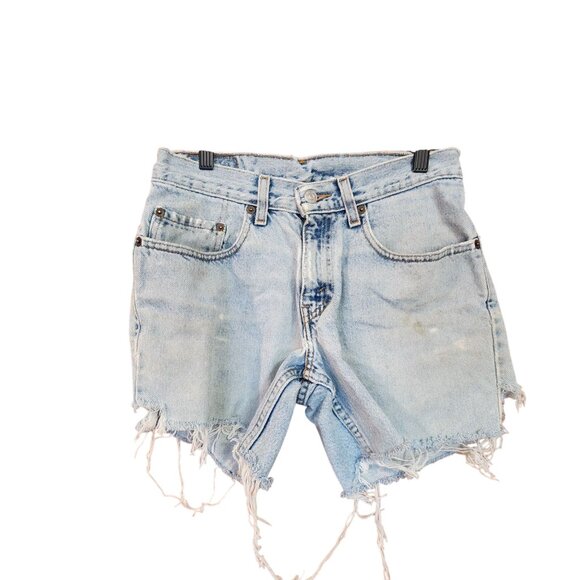 Levis 550 Womens Distressed High-Waisted Denim Cutoff Shorts W30 Light Wash - Picture 1 of 3